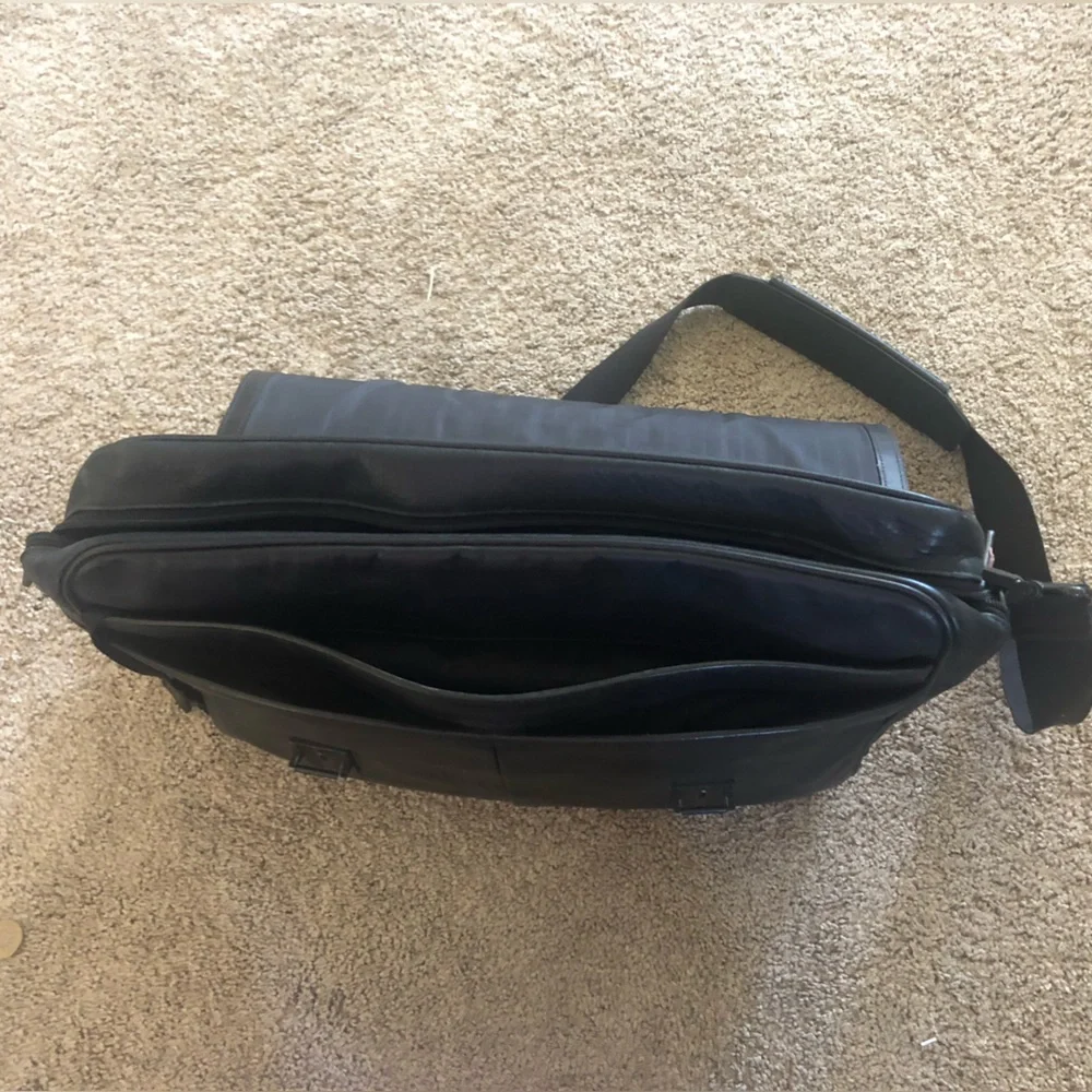 Black leather Tumi Laptop bag
